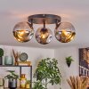 Ripoll ceiling light, globe light chrome, Smoke-coloured, 3-light sources