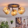 Koyoto ceiling light, globe light Amber, 3-light sources