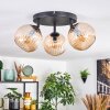Koyoto ceiling light, globe light Amber, 3-light sources