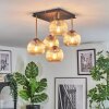 Koyoto ceiling light, globe light gold, black, 5-light sources