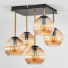 Koyoto ceiling light, globe light gold, black, 5-light sources