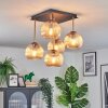 Koyoto ceiling light, globe light gold, black, 5-light sources