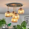 Koyoto ceiling light, globe light 45 cm brass, black, 5-light sources