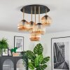 Koyoto ceiling light, globe light 45 cm brass, black, 5-light sources
