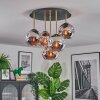 Ripoll ceiling light, globe light brass, black, 5-light sources
