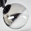 Chehalis ceiling light, globe light 44 cm chrome, clear, Smoke-coloured, 3-light sources