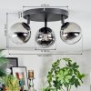 Chehalis ceiling light, globe light 44 cm chrome, clear, Smoke-coloured, 3-light sources