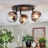 Chehalis ceiling light, globe light 44 cm chrome, clear, Smoke-coloured, 3-light sources