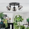 Chehalis ceiling light, globe light 44 cm chrome, clear, Smoke-coloured, 3-light sources