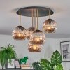 Ripoll ceiling light, globe light brass, black, 5-light sources