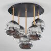 Ripoll ceiling light, globe light brass, black, 5-light sources