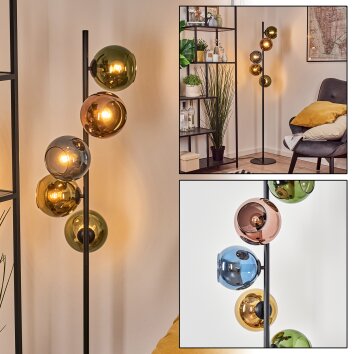 Koyoto globe light, floor lamp 32 cm blue, gold, green, coppery, 5-light sources