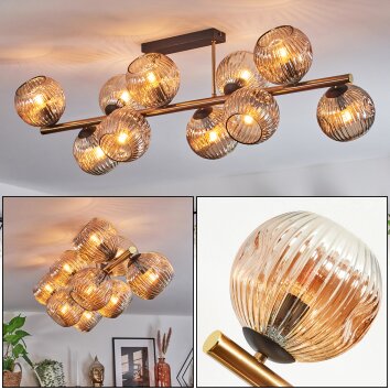 Ripoll ceiling light, globe light gold, black, 10-light sources