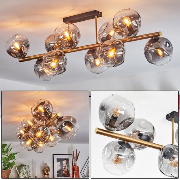 Ripoll ceiling light, globe light gold, black, 10-light sources