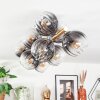 Koyoto ceiling light, globe light gold, black, 10-light sources