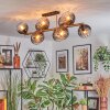 Koyoto ceiling light, globe light gold, black, 10-light sources
