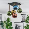 Koyoto ceiling light, globe light gold, black, 5-light sources