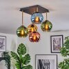 Koyoto ceiling light, globe light gold, black, 5-light sources