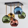 Koyoto ceiling light, globe light gold, black, 5-light sources
