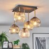 Ripoll ceiling light, globe light gold, black, 5-light sources