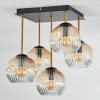 Ripoll ceiling light, globe light gold, black, 5-light sources