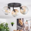 Ripoll ceiling light, globe light Amber, clear, 3-light sources