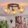 Ripoll ceiling light, globe light Amber, clear, 3-light sources