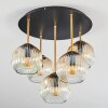 Ripoll ceiling light, globe light brass, black, 5-light sources