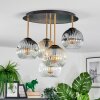Ripoll ceiling light, globe light brass, black, 5-light sources
