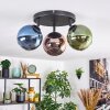 Koyoto ceiling light, globe light blue, green, coppery, 3-light sources