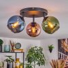 Koyoto ceiling light, globe light blue, green, coppery, 3-light sources