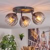 Koyoto ceiling light, globe light clear, Smoke-coloured, 3-light sources