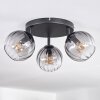 Koyoto ceiling light, globe light clear, Smoke-coloured, 3-light sources