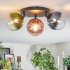 Chehalis ceiling light, globe light blue, green, clear, coppery, 3-light sources