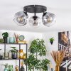 Ripoll ceiling light, globe light clear, Smoke-coloured, 3-light sources