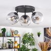 Ripoll ceiling light, globe light clear, Smoke-coloured, 3-light sources