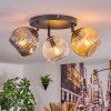 Ripoll ceiling light, globe light Amber, clear, Smoke-coloured, 3-light sources