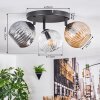 Ripoll ceiling light, globe light Amber, clear, Smoke-coloured, 3-light sources