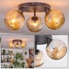 Koyoto ceiling light, globe light Amber, 3-light sources
