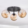 Koyoto ceiling light, globe light Amber, 3-light sources