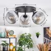 Ripoll ceiling light, globe light chrome, clear, Smoke-coloured, 3-light sources
