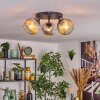 Ripoll ceiling light, globe light chrome, clear, Smoke-coloured, 3-light sources