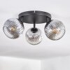 Ripoll ceiling light, globe light chrome, clear, Smoke-coloured, 3-light sources
