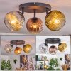Ripoll ceiling light, globe light chrome, gold, clear, coppery, Smoke-coloured, 3-light sources