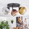 Ripoll ceiling light, globe light chrome, gold, clear, coppery, Smoke-coloured, 3-light sources