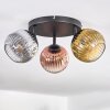 Ripoll ceiling light, globe light chrome, gold, clear, coppery, Smoke-coloured, 3-light sources
