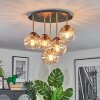 Koyoto ceiling light, globe light brass, black, 5-light sources