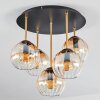 Koyoto ceiling light, globe light brass, black, 5-light sources