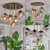 Ripoll ceiling light, globe light brass, black, 5-light sources