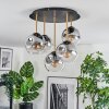 Ripoll ceiling light, globe light brass, black, 5-light sources